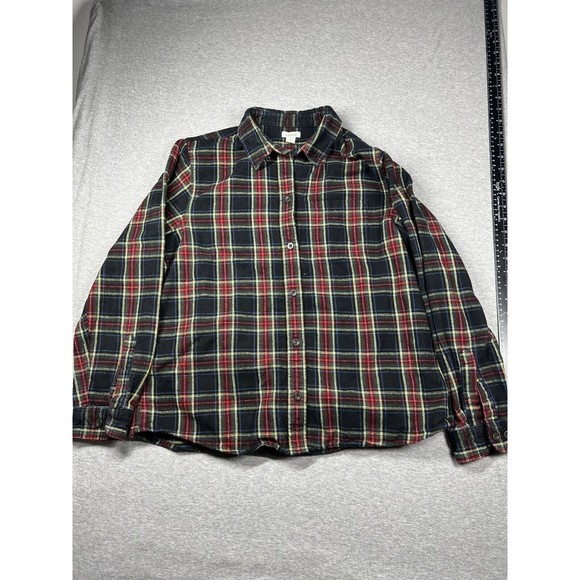 LL Bean Flannel Shirt Womens Size M Petite Long‎ Sleeve Button Down Plaid Red - Picture 3 of 6